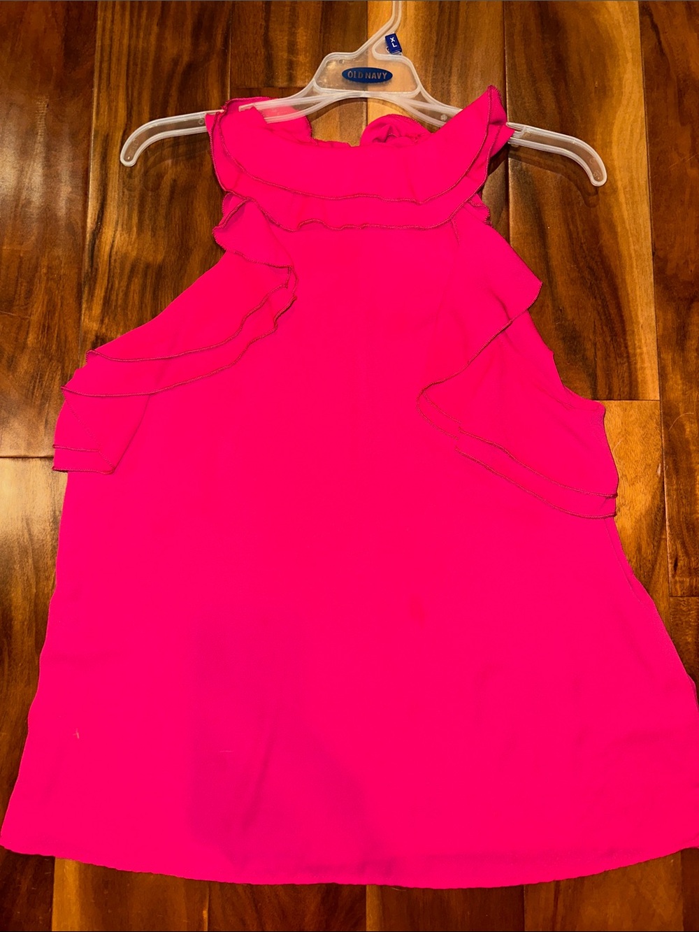 Old Navy Bright Pink Ruffle Halter Dress